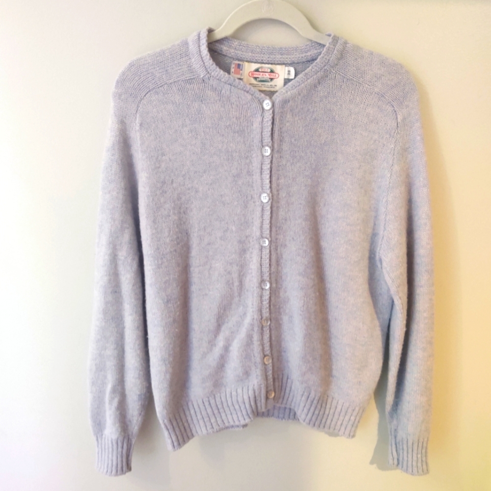 The Woolen Mill | Light Blue \ Lavender Marled Crewneck Cardigan Sweater